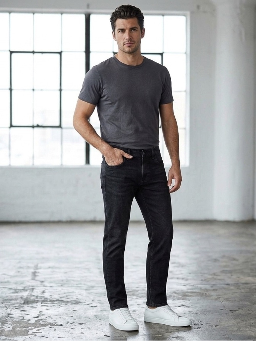 GUESS Men's Slim Tapered Jeans 32x30 Black Denim Low Rise MB1AS221KB0